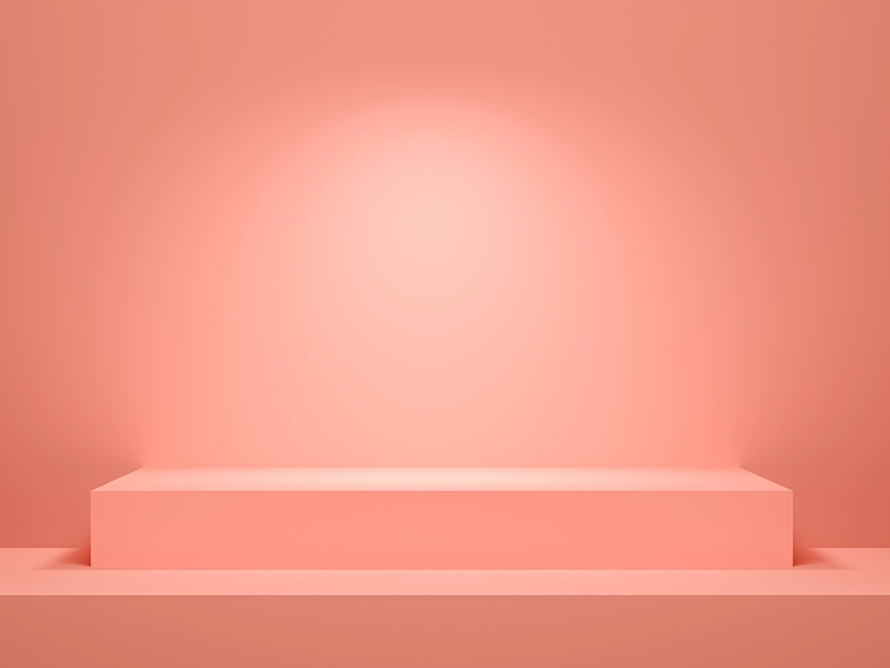 Concept empty illuminated showcase shelf 3D rendering